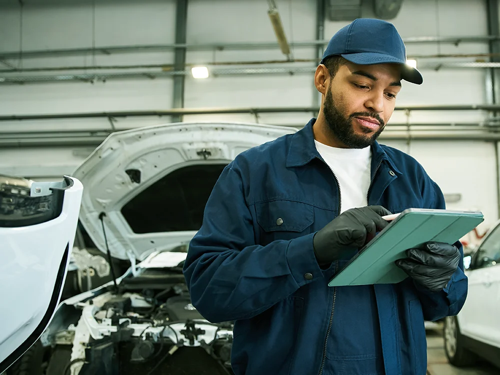 Mechanic working on a vehicle